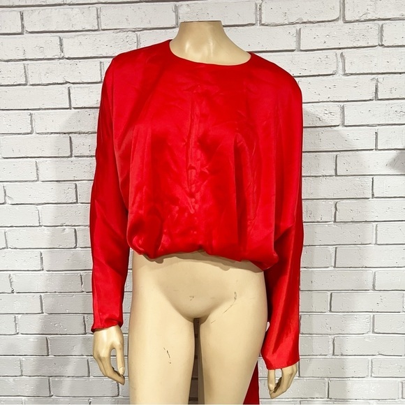 Asos Women’s Red Tie Wrap Front Top and Wide Leg Pants Set - Picture 4 of 14